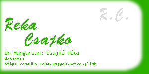 reka csajko business card